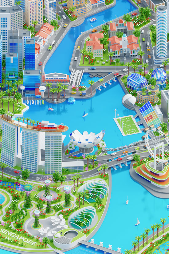 isometric city graphic